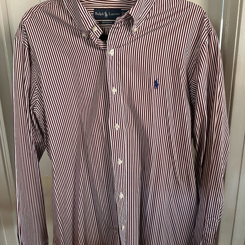 Ralph Lauren Men's Striped Shirt - Red and White